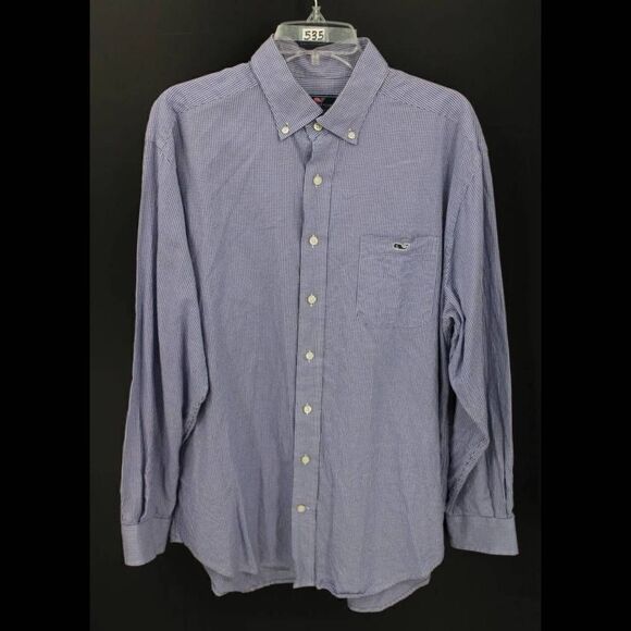 VINEYARD VINES CLASSIC FIT TUCKER SHIRT LS BUTTON FRONT SIZE LARGE BLUE GINGHAM - Picture 1 of 7